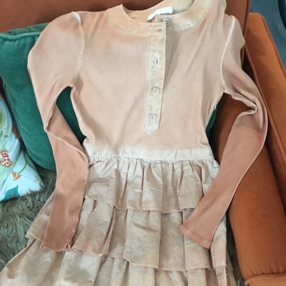 Ulla johnson thermal salmon tiered skirt dress